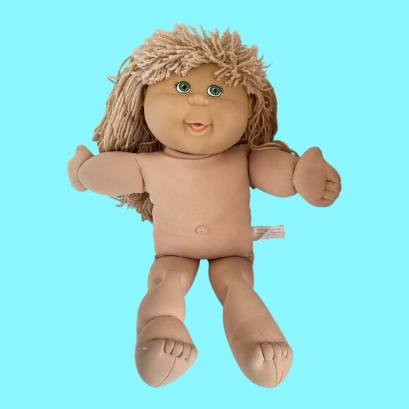Vtg Cabbage Patch Kids Doll Blonde Hair Green Eyes Girl Dimples Play Along CPK - Picture 1 of 16